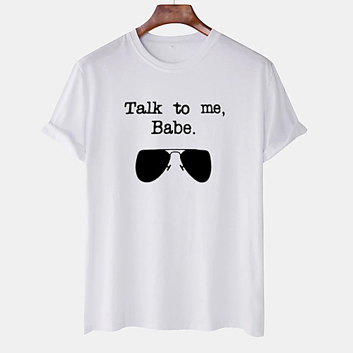 

Men's Unisex Tee T shirt Hot Stamping Graphic Prints Glasses Plus Size Print Short Sleeve Casual Tops Cotton Basic Designer Big and Tall White