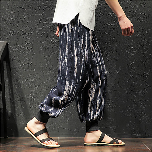 

Men's Stylish Sporty Casual / Sporty Streetwear Comfort Daily Sports Harem Jogger Pants Trousers Pants Graffiti Full Length Baggy Cut Out Elastic Drawstring Design Print Yellow Black Rainbow