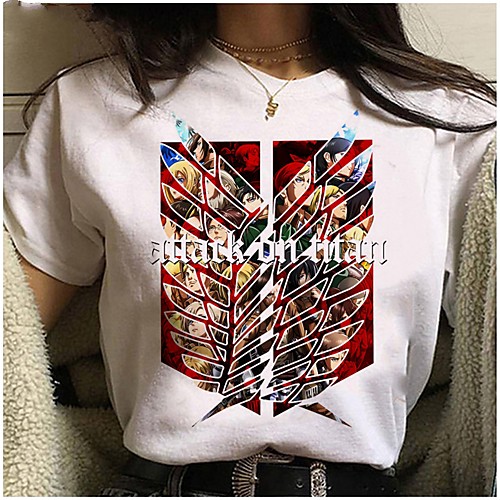

Inspired by Attack on Titan Cosplay Anime Cartoon Polyester / Cotton Blend Print Harajuku Graphic Kawaii T-shirt For Women's / Men's