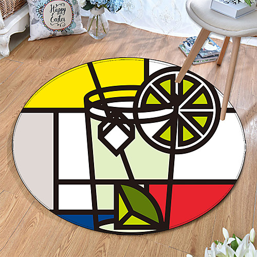 

Round 5mm Area Rugs Machine Made Polyster Non Skid Modern 3D