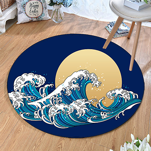 

Round 5mm Area Rugs Machine Made Polyster Non Skid Modern 3D