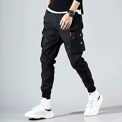 

Men's Cargo Sports Outdoor Sports Cotton Slim Casual Sports Pants Tactical Cargo Pants Letter Full Length Pocket 1 / Drawstring / Elasticity