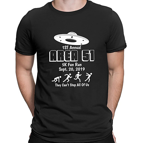 

Men's Unisex Tee T shirt Hot Stamping Graphic Prints UFO Letter Plus Size Print Short Sleeve Casual Tops Cotton Basic Designer Big and Tall White Black Light gray
