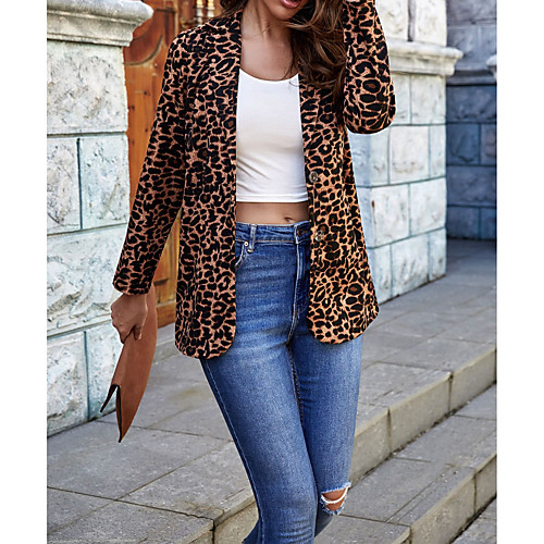 

Women's Coat Casual / Daily Fall Summer Regular Coat Regular Fit Casual Jacket Pattern Others Leopard Print