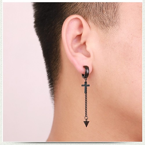 

Men's Earrings Classic Holiday Birthday Stylish Simple Stainless Steel Earrings Jewelry Silver / Black For Street Formal Date Festival 1pc