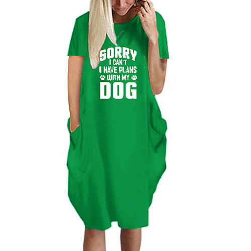 

Women's T Shirt Dress Tee Dress Knee Length Dress Blue Yellow Fuchsia Gray Green White Black Short Sleeve Letter Spring Summer Round Neck Casual Oversized 2021 S M L XL XXL 3XL 4XL 5XL