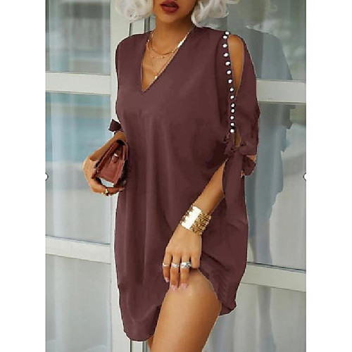 

Women's A Line Dress Short Mini Dress Light Blue Blue Light Purple Light Grey Black Brown Navy Blue Short Sleeve Solid Color Summer Casual S M L XL 2XL 3XL 4XL 5XL