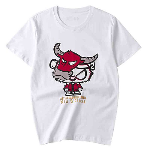 

Men's Unisex Tee T shirt Hot Stamping Graphic Prints Cow Animal Plus Size Print Short Sleeve Casual Tops Cotton Basic Fashion Designer Big and Tall White Black