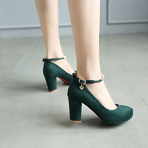 

Women's Heels Chunky Heel Round Toe PU Synthetics Black Pink Green