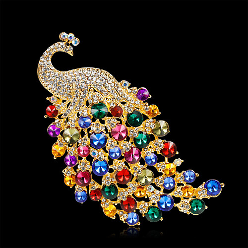 

large size colorful crystal rhinestone peacock brooch jewelry pin accessories boutique