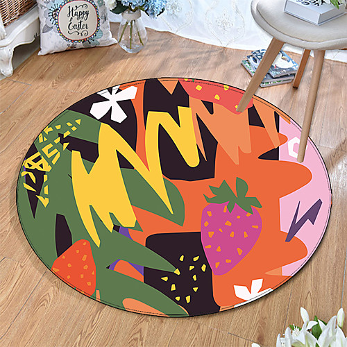 

Round 5mm Area Rugs Machine Made Polyster Non Skid Modern 3D