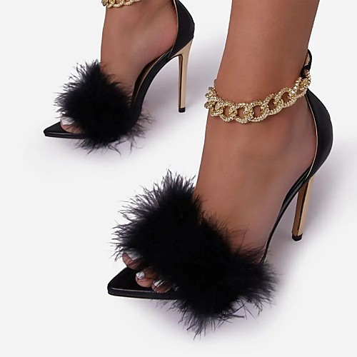 

Women's Heels Stiletto Heel Round Toe Rubber PU Color Block Almond Purple White