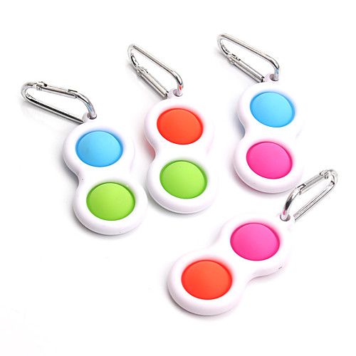 

4PCS Simple Fidget Dimple Keychain, Mini Popping Fidget Toys Sensory Therapy Popper Portable Stress Relief Hand Toys for Kids and Adults in Office Home School(Muti-Colored)
