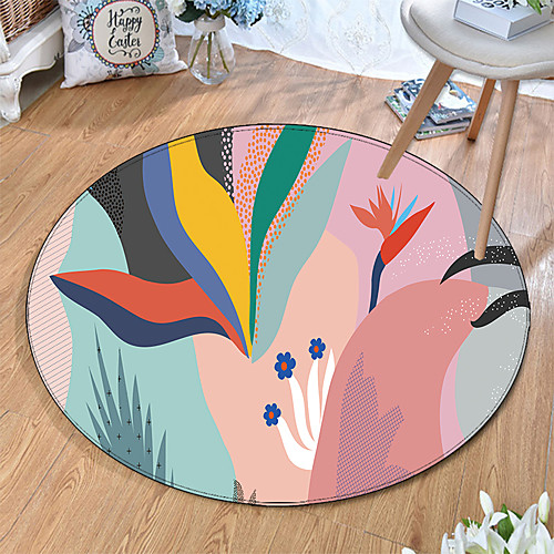 

Round 5mm Area Rugs Machine Made Polyster Non Skid Modern 3D