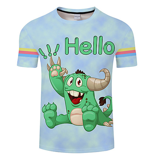 

Men's Unisex Tee T shirt Shirt 3D Print Cartoon Graphic Prints Plus Size 3D Print Short Sleeve Casual Tops Basic Designer Big and Tall Blue Purple Green