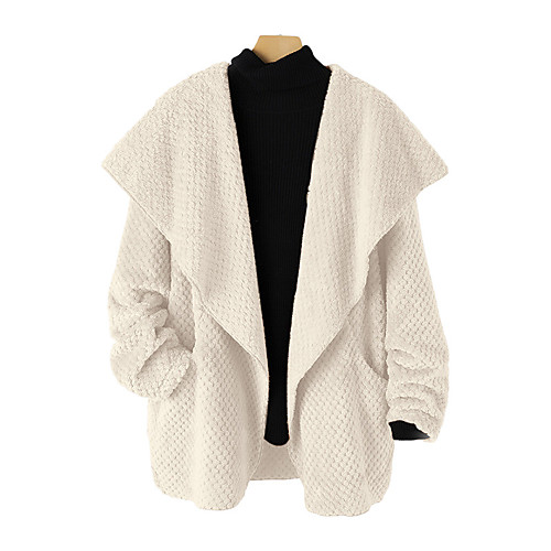 

Women's Coat Daily Wear Fall Winter Long Coat V Neck Regular Fit Casual Daily Jacket Solid Color Pocket Beige / Spring