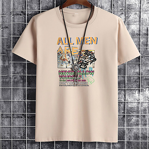 

Men's Unisex Tee T shirt Hot Stamping Graphic Prints Letter Plus Size Print Short Sleeve Casual Tops Cotton Basic Fashion Designer Big and Tall White Black Khaki
