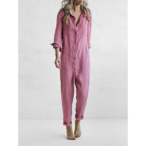 

Women's Casual 2021 Blushing Pink Jumpsuit Solid Color