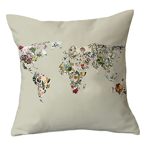 

Floral Map Double Side Cushion Cover 1PC Soft Decorative Square Throw Pillow Cover Cushion Case Pillowcase for Bedroom Livingroom Superior Quality Machine Washable Outdoor Cushion for Sofa Couch Bed Chair