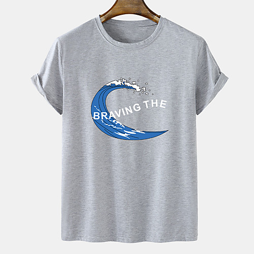 

Men's Unisex Tee T shirt Hot Stamping Graphic Prints Spray Plus Size Short Sleeve Casual Tops Cotton Basic Designer Big and Tall Black Khaki Gray