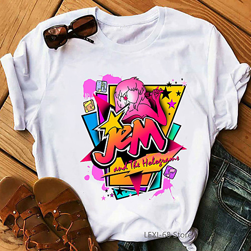 

Inspired by Jem and the Holograms Cosplay Anime Cartoon Polyester / Cotton Blend Print Harajuku Graphic Kawaii T-shirt For Women's / Men's