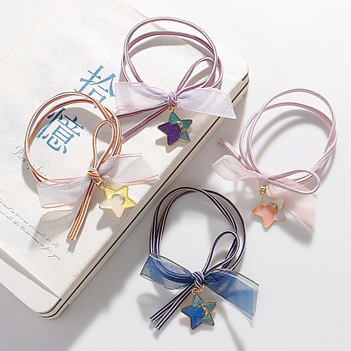 

Women's Hair Ties Hair Jewelry For Pentagram Handmade Rubber Alloy Mixed Color Blue Purple 4pcs