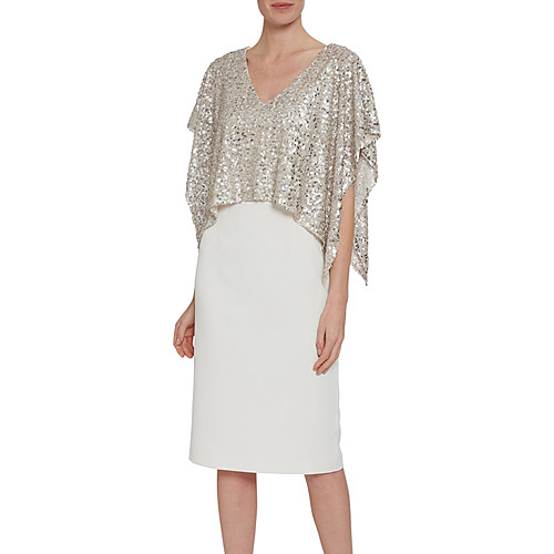

Sheath / Column Glittering Elegant Homecoming Cocktail Party Dress V Neck Sleeveless Knee Length Stretch Fabric with Sequin 2021