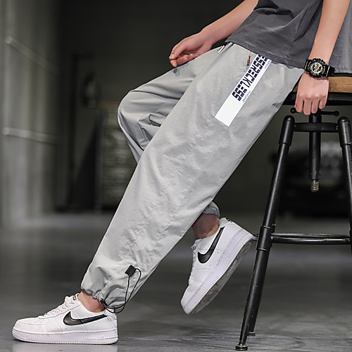

Men's Chic & Modern Athletic Cycling Quick Dry Moisture Wicking Lightweight Breathable Soft Outdoor Sports Casual Sports Active Chinos Pants Simple Solid Color Letter Ankle-Length Sporty Drawstring