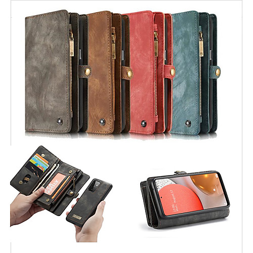 

CaseMe Leather Flip Phone Case For Samsung Galaxy S21 Ultra S21 Plus S20 Ultra A72 A52 A71 A51 A21s Retro Magnetic Detachable 2 in 1 Multi-Functional Card Stand Wallet Full Body Protective Case