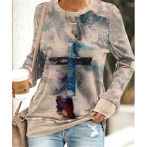 

Women's Sweatshirt Pullover Abstract Tie Dye Print Casual Daily Sports 3D Print Sportswear Streetwear Hoodies Sweatshirts Loose Light gray Dark Gray