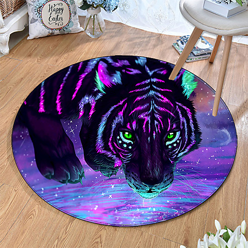 

Round 5mm Area Rugs Machine Made Polyster Non Skid Modern 3D
