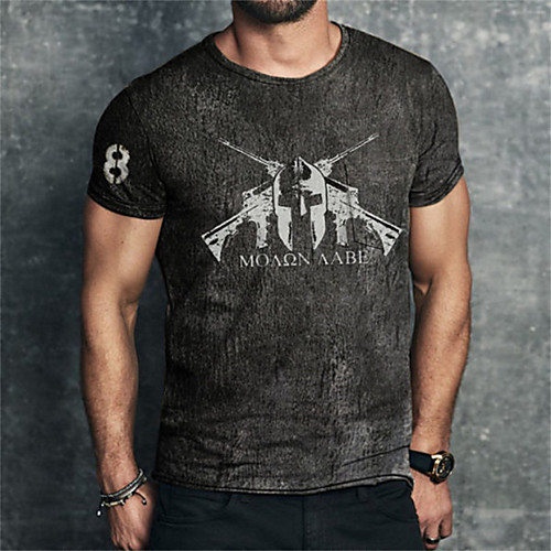 

Men's Tee T shirt 3D Print Graphic Machine Plus Size Short Sleeve Casual Tops Basic Designer Slim Fit Big and Tall Black / Gray