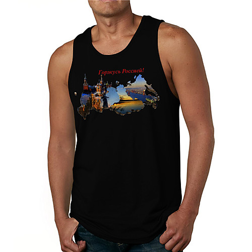 

Men's Tank Top Undershirt 3D Print Scenery Graphic Prints Print Sleeveless Daily Tops Casual Designer Big and Tall White Blue Yellow