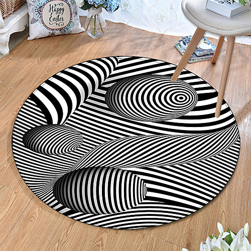 

Round 5mm Area Rugs Machine Made Polyster Non Skid Modern 3D