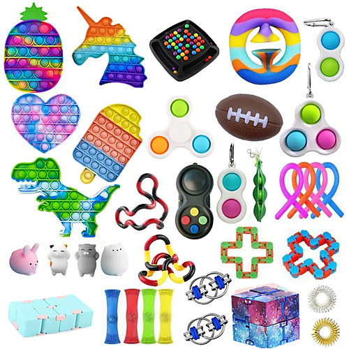 

36PCS Sensory Fidget Toys Set Stress Relief & Anti-Anxiety Toy for Adults Kids ADHD Autism with Stress BallsSqueeze BeanPop BubbleMesh-and-MarblePuzzle BallsCubeAnti-Stress Toys
