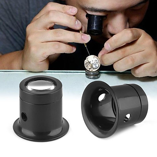 

2pcs Monocular Glass Magnifier Watch Jewelry Repair Tools Black Magnifying Glass