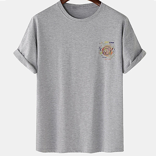 

Men's Unisex Tee T shirt Hot Stamping Graphic Prints Graffiti Plus Size Print Short Sleeve Casual Tops Cotton Basic Designer Big and Tall Gray