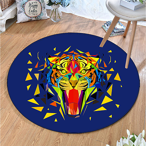 

Round 5mm Area Rugs Machine Made Polyster Non Skid Modern 3D