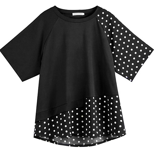 

Women's Plus Size Tops T shirt Polka Dot Print Short Sleeve Crewneck Black Big Size XL XXL 3XL 4XL
