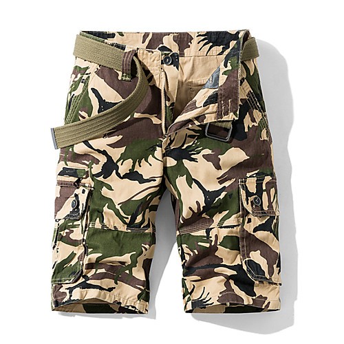 

Men's Cargo Shorts Casual Sports Shorts Tactical Cargo Pants Camouflage Knee Length Print White Yellow Army Green Khaki Gray