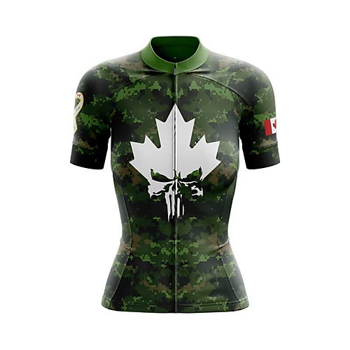 

21Grams Women's Short Sleeve Cycling Jersey Summer Spandex Army Green Camo / Camouflage Canada Bike Top Mountain Bike MTB Road Bike Cycling Sports Clothing Apparel / Stretchy / Athleisure