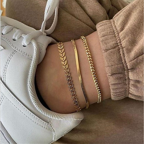 

Anklet Stylish Simple European Women's Body Jewelry For Street Gift Layered Alloy Gold