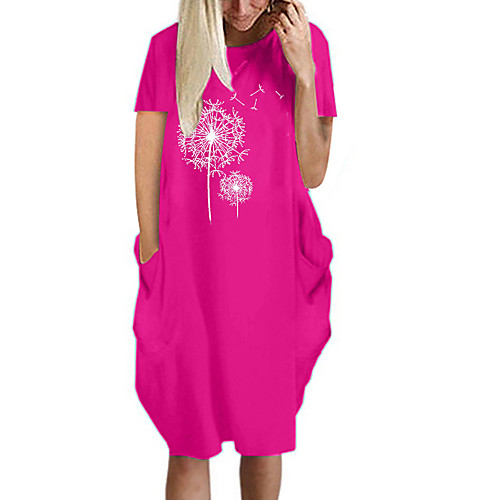

Women's T Shirt Dress Tee Dress Knee Length Dress Blue Yellow Fuchsia Gray Green White Black Short Sleeve Paisley Geometric Spring Summer Round Neck Casual Oversized 2021 S M L XL XXL 3XL 4XL 5XL