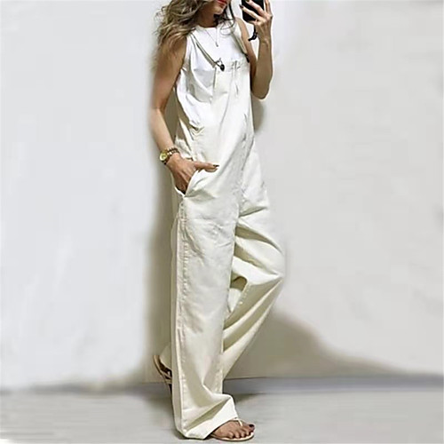 

Women's Casual 2021 White Jumpsuit Solid Color
