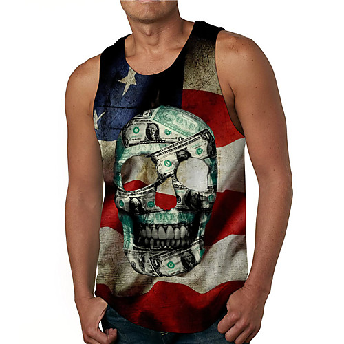 

Men's Tank Top Undershirt 3D Print Graphic Prints Skull Print Sleeveless Daily Tops Casual Designer Big and Tall Red
