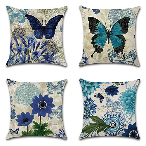 

Floral Vintage Double Side Cushion Cover 4PC Soft Decorative Square Throw Pillow Cover Cushion Case Pillowcase for Bedroom Livingroom Superior Quality Machine Washable Outdoor Cushion for Sofa Couch Bed Chair