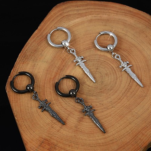

Men's Earrings Classic Holiday Birthday Stylish Simple Stainless Steel Earrings Jewelry Silver / White / Black For Street Formal Date Festival 1pc