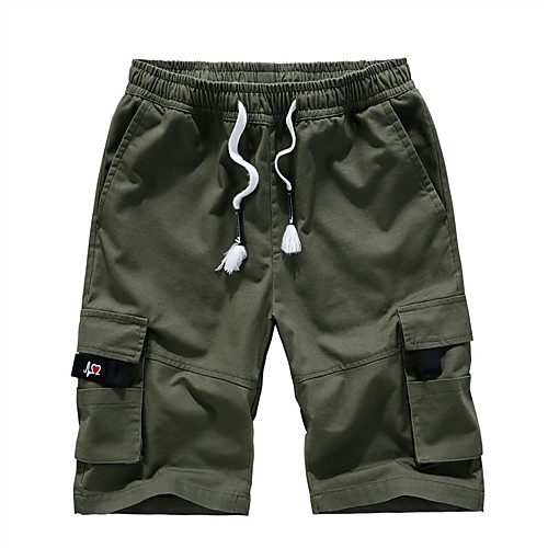 

Men's Sporty Casual / Sporty Quick Dry Breathable Soft Daily Sports Chinos Shorts Pants Camouflage Solid Color Short Drawstring Pocket Elastic Waist Grass Green White Army Green Black Khaki