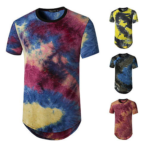

Men's Tee T shirt Shirt Graphic Rendering Plus Size Short Sleeve Casual Tops Basic Designer Hip Hop Slim Fit Blue Purple Yellow