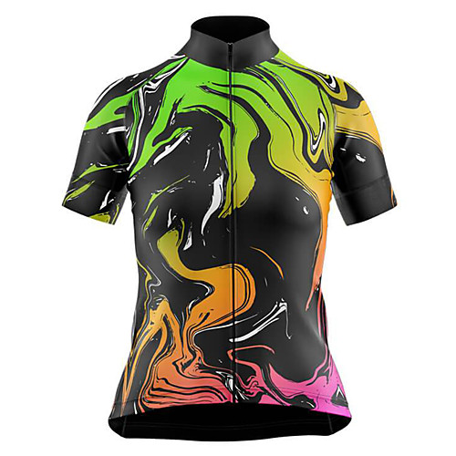 

21Grams Women's Short Sleeve Cycling Jersey Summer Spandex Green / Black 3D Bike Top Mountain Bike MTB Road Bike Cycling Sports Clothing Apparel / Stretchy / Athleisure